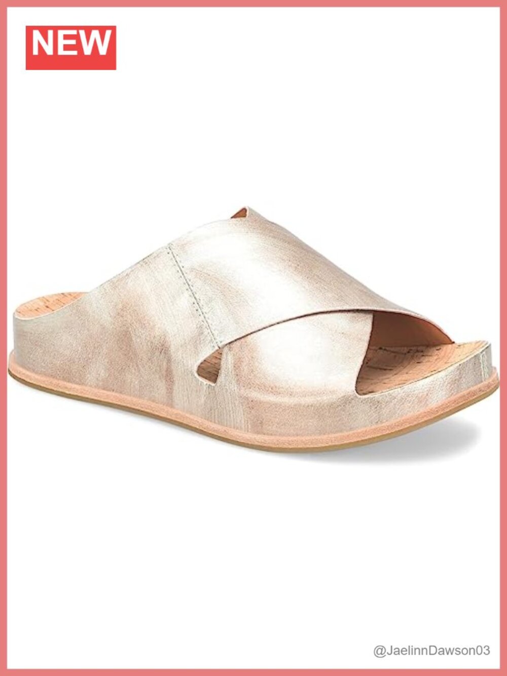 Kork-Ease Tutsi Cross Band Leather Slide Sandals Womens Flat Slip On Comfort